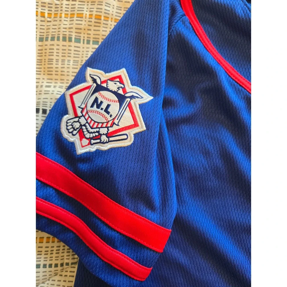 MLB Chicago Cubs Kids Baseball Jersey Blue Red Button Down Size 6/7 New